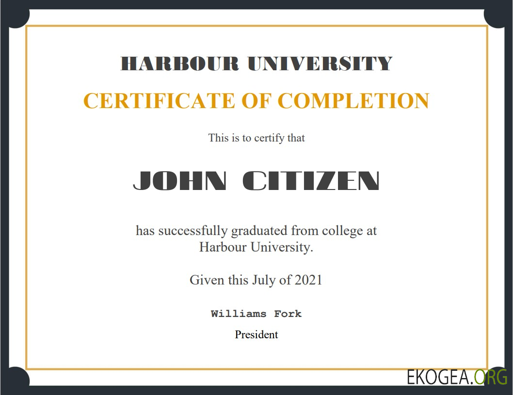 Certificat de reconnaissance aux États Unis